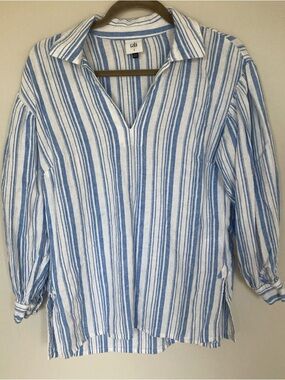 Cabi Pacific Linen Blend Long Sleeve Top Womens S Beach Coastal Oversized